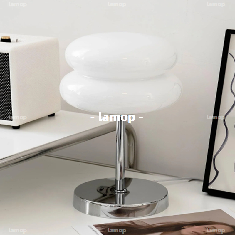 Lighting Decor Bedroom - バウハウス クリームグローブ テーブルランプ ミッドセンチュリー ミニマリスト INS