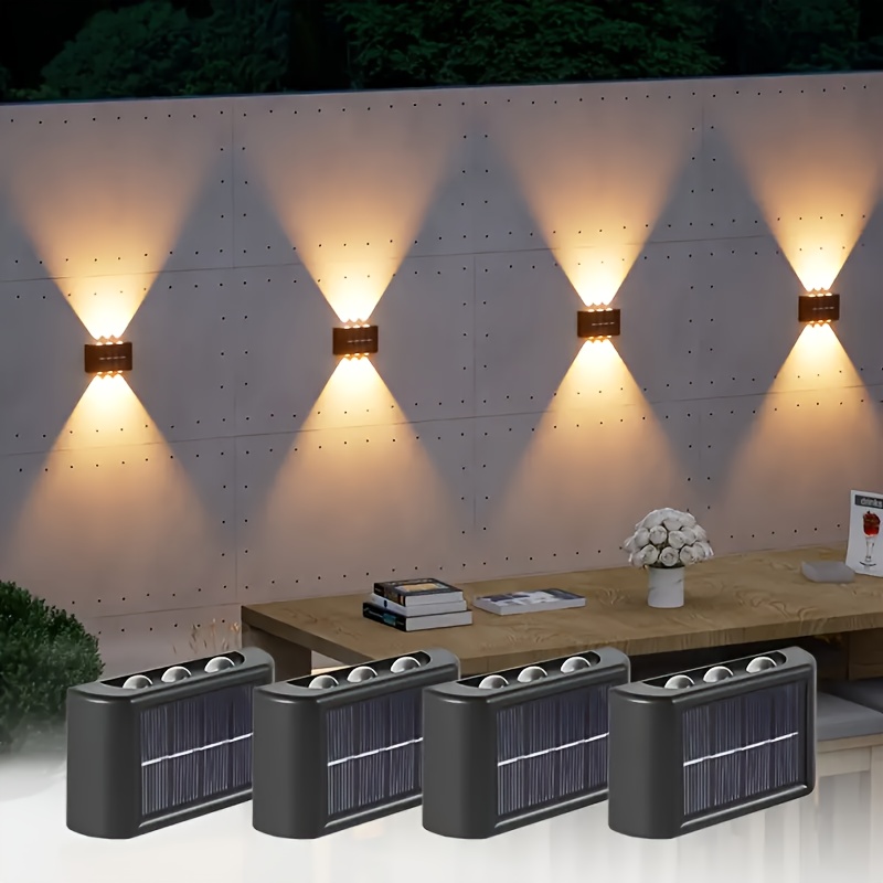 Up Lighting Decor - LEDソーラーライト 屋外防水 ソーラーウォールランプ 上下発光 ガーデンフェンス装飾用 ソーラー式ウォールランプ