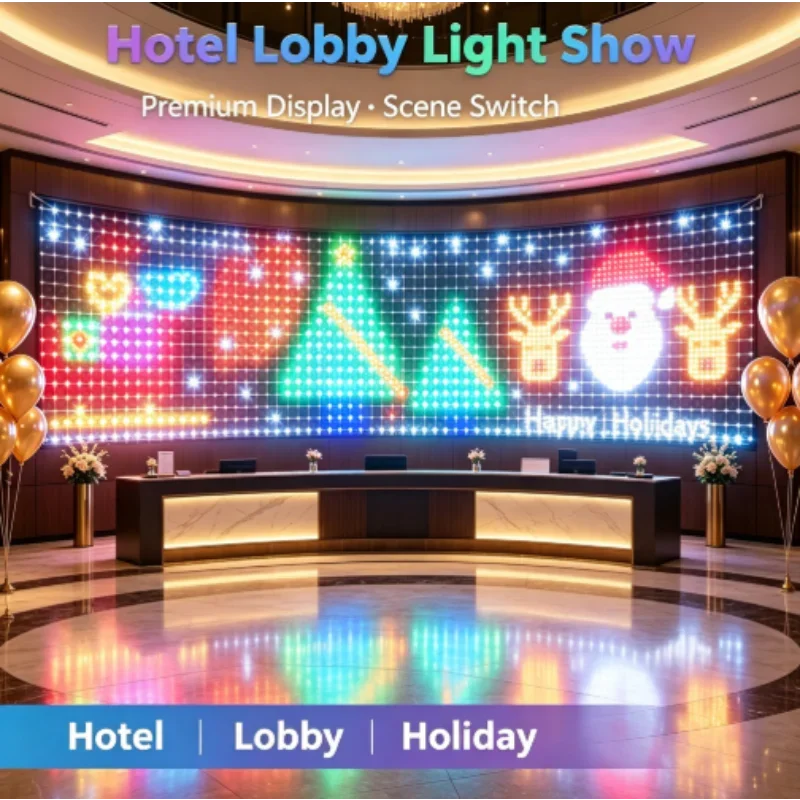 RGBIC LED屋外ネットライト、クリスマス用、柔軟なマト - Lighting Christmas Decor のレビューと価格