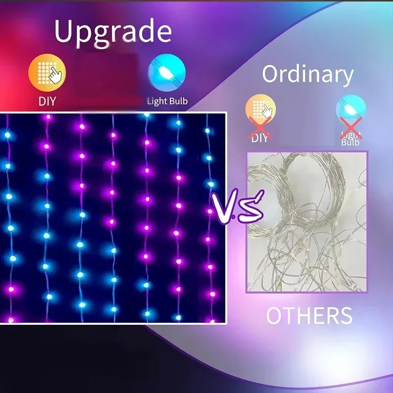 スマートLEDカーテンライト、RGBアプリ制御、音楽連動、D - Lighting Christmas Decor のレビューと価格