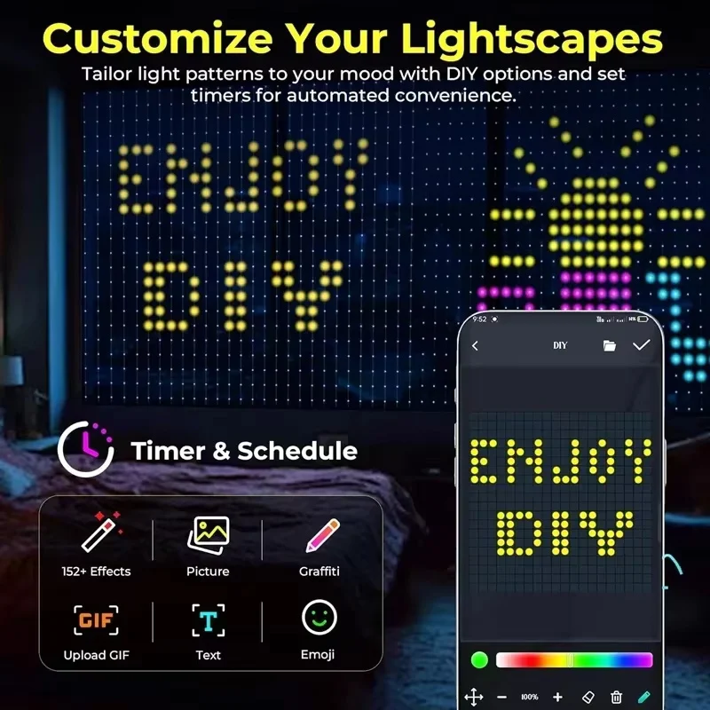 スマートLEDカーテンライト、RGBアプリ制御、音楽連動、D - Lighting Christmas Decor のレビューと価格