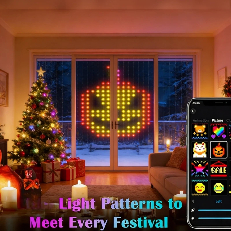スマート400LEDカーテンライト、音楽同期DIYフェアリー - Lighting Christmas Decor のレビューと価格