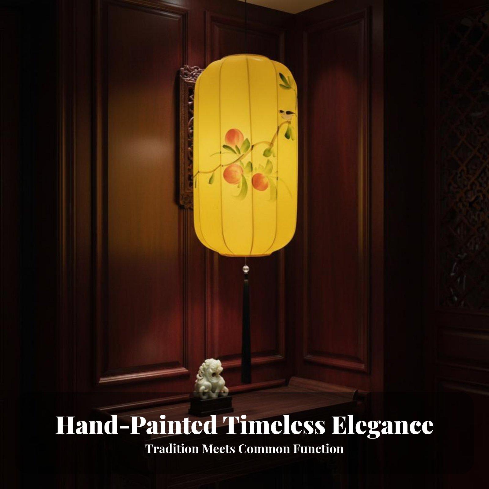 中国風デザインの防水ランタン。屋外レストラン用の手描きの楕円 - Decor Timeless Lighting のレビューと価格