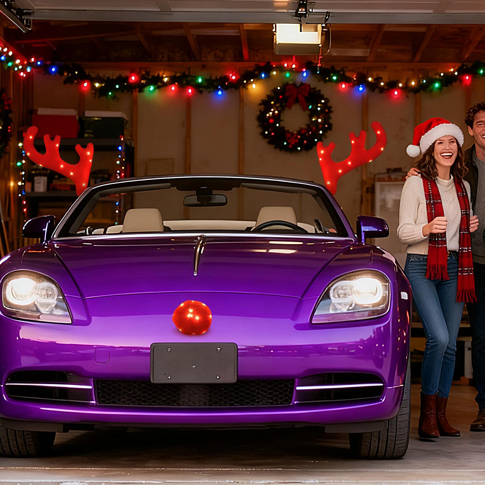 トナカイの車の装飾 キュートなクリスマスデコレーション ライ - Up Lighting Decor のレビューと価格