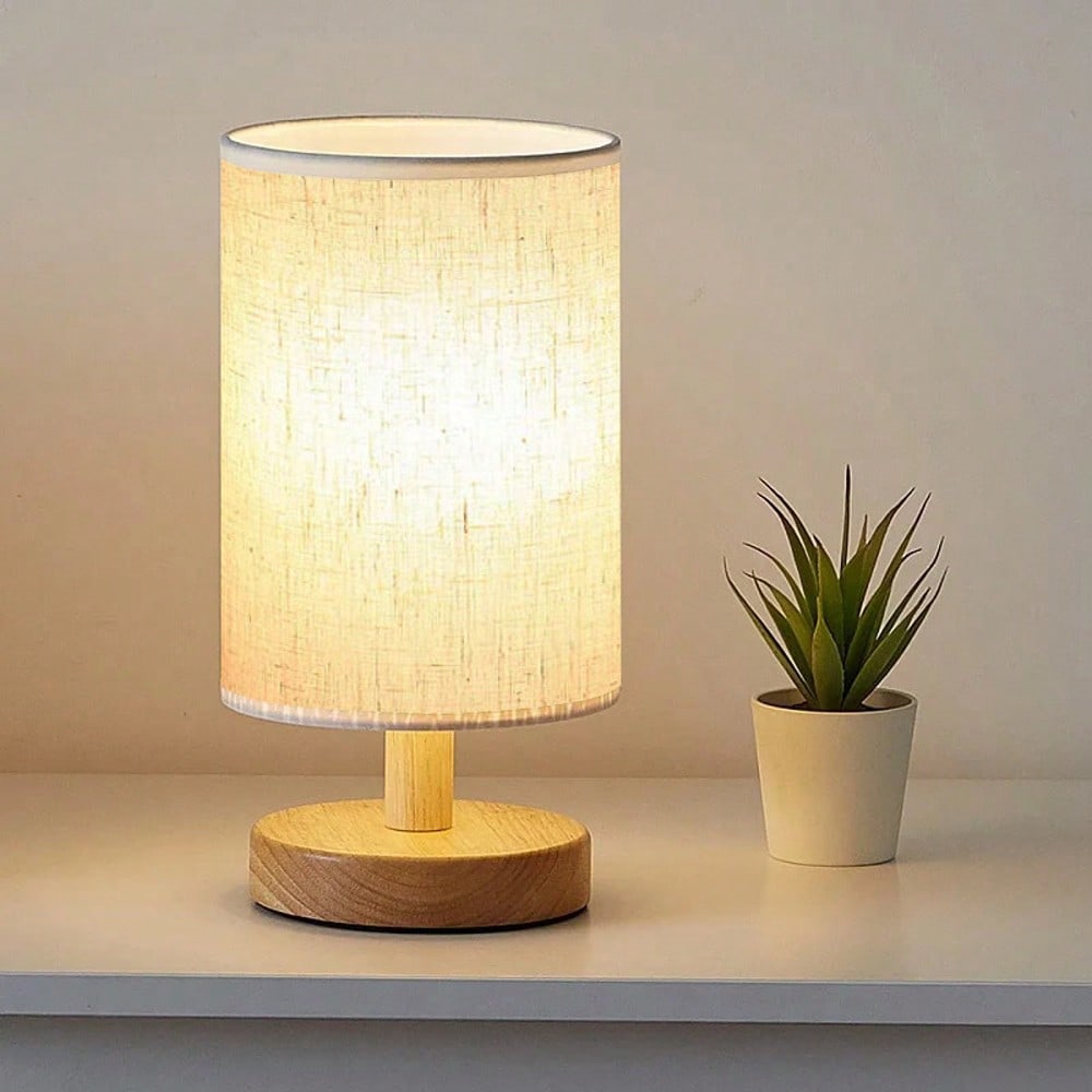 モダンな北欧風の木製と布製の装飾テーブルランプ。寝室のベッド - Lighting Decor Bedroom のレビューと価格