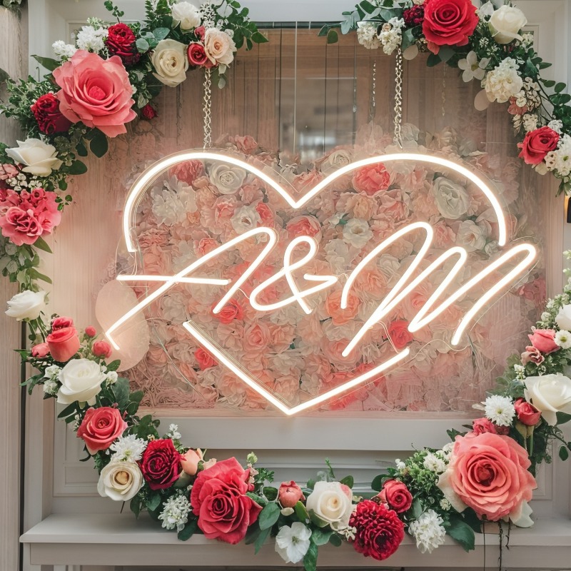 カスタムイニシャルハートLEDネオンサイン、結婚式パーティー - Lighting Christmas Decor のレビューと価格