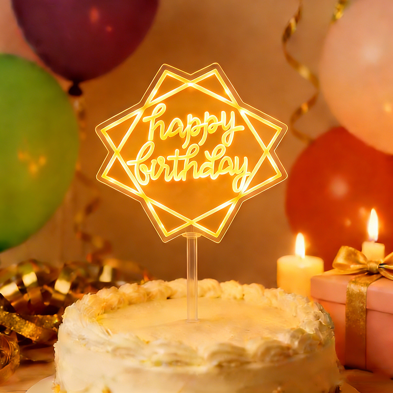LEDライトアップケーキトッパー ハッピーバースデーケーキト - Up Lighting Decor のレビューと価格