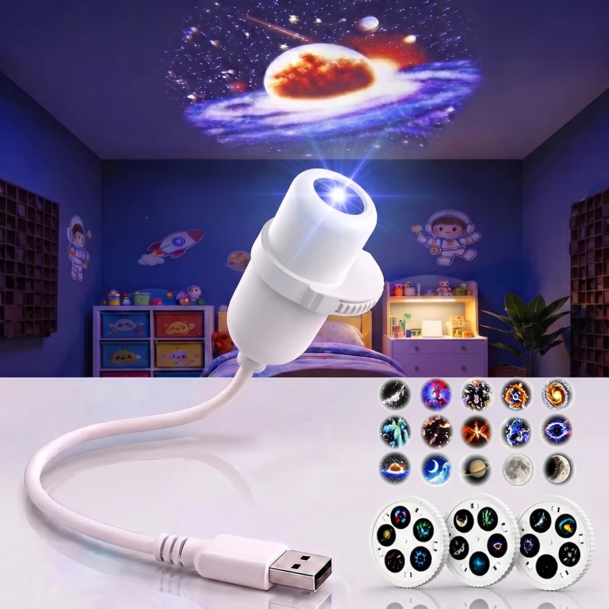 15種類のパターンが楽しめる、星空投影ライト。USB接続、3 - Lighting Mcqueen Bedroom Decor のレビューと価格