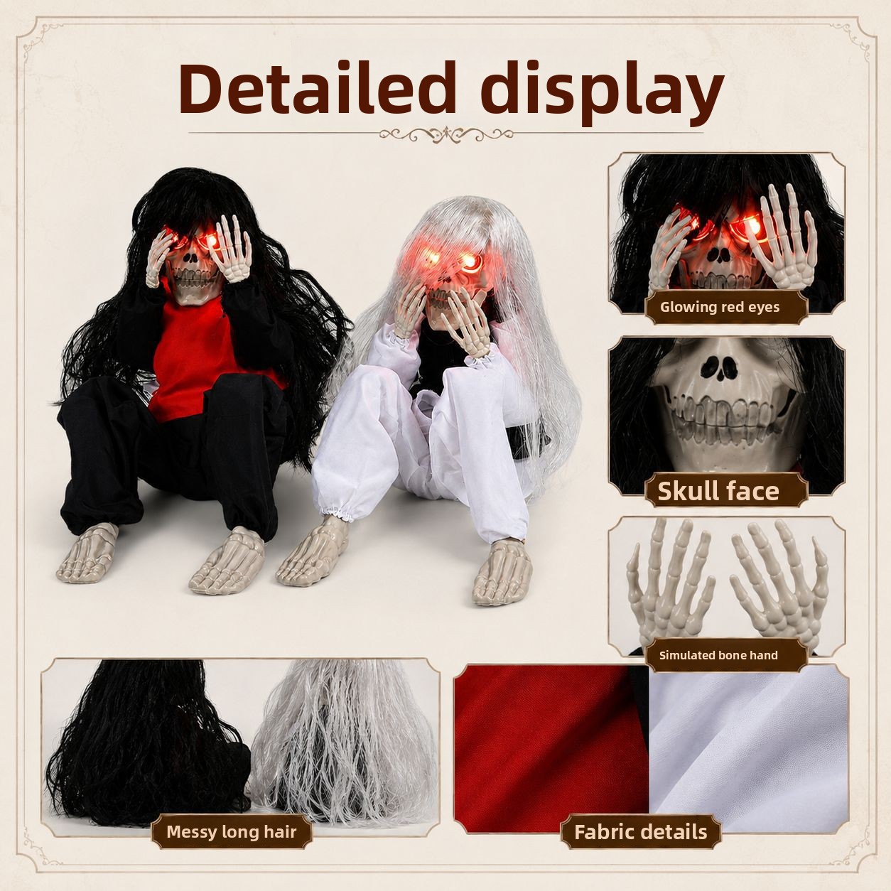ハロウィーンの屋外ガーデン用、座った骸骨のオーナメント。赤い - Up Lighting Decor のレビューと価格