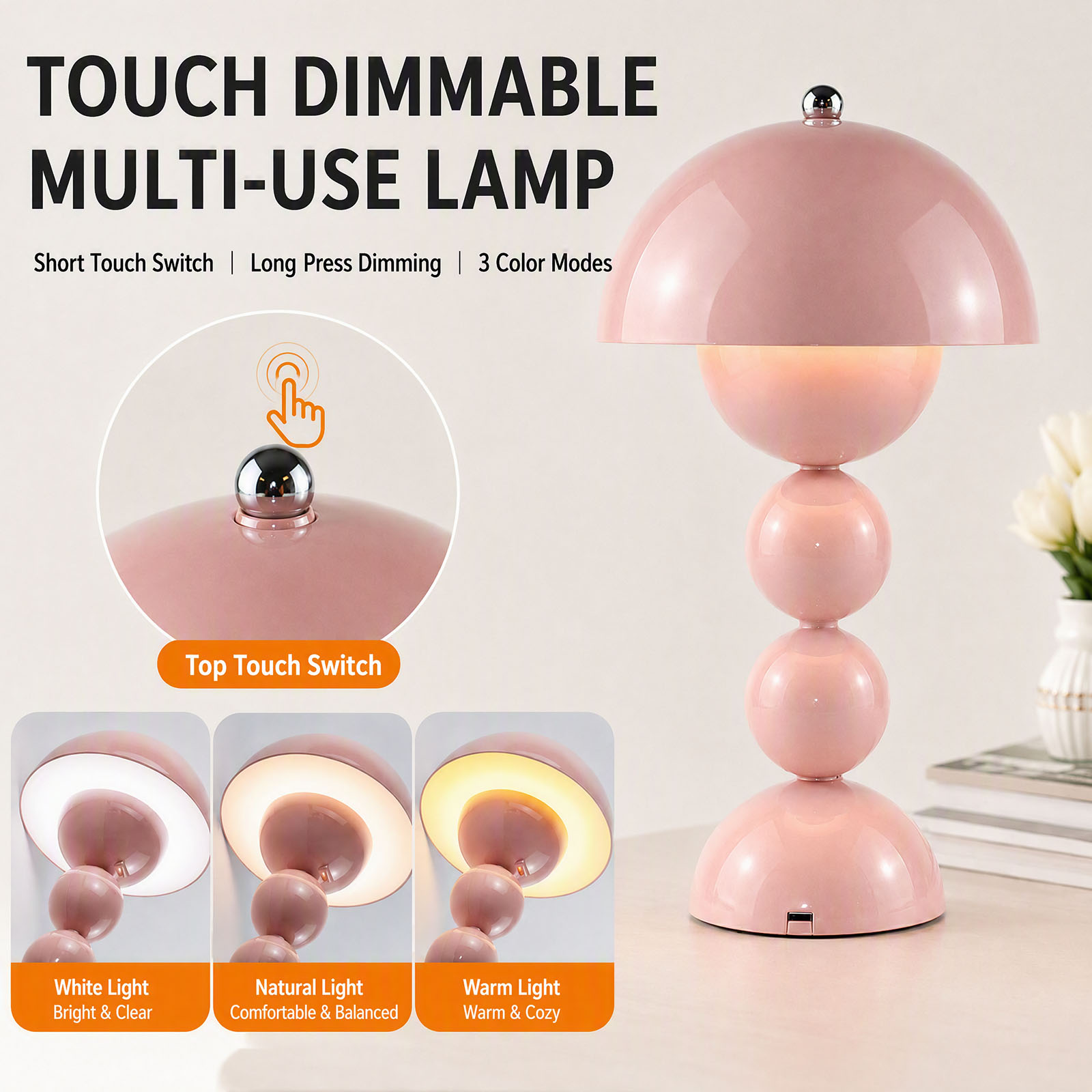 USB接続のきのこ型LEDテーブルランプ。3つのカラーモード - Lighting Decor Bedroom のレビューと価格