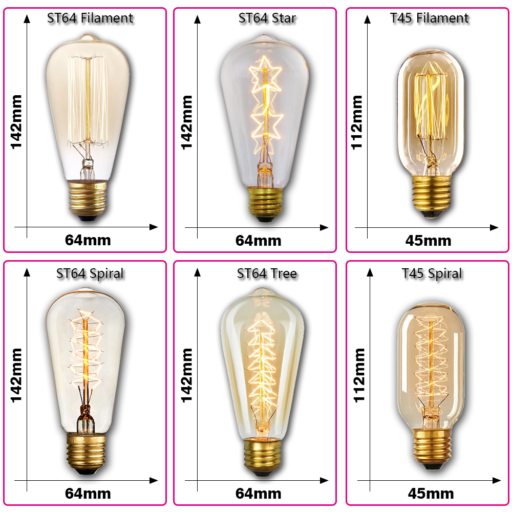 レトロエジソン電球 E27 40W 220V A60 ST6 - Lighting Decoration Ideas のレビューと価格