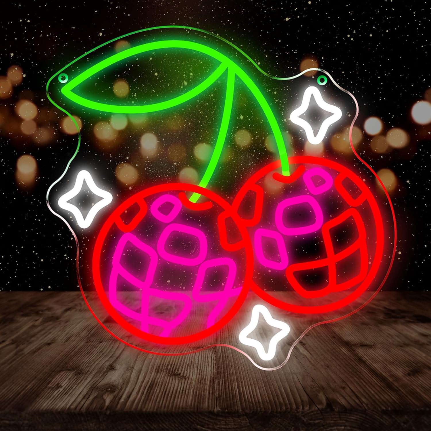 ディスコボール型のチェリーLEDネオンサイン。USB電源で、 - Lighting Christmas Decor のレビューと価格